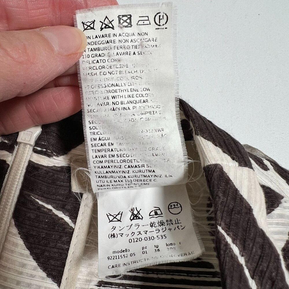 Max Mara Leaf Print Swing Dress Mini A-Line Retro Sleeveless Cotton Silk 4 Multi - Picture 9 of 11